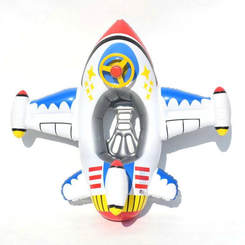 Children's Inflatable Plane Swim Ring With Reinforced Bottom Eco-friendly Pvc Material Printed Design
