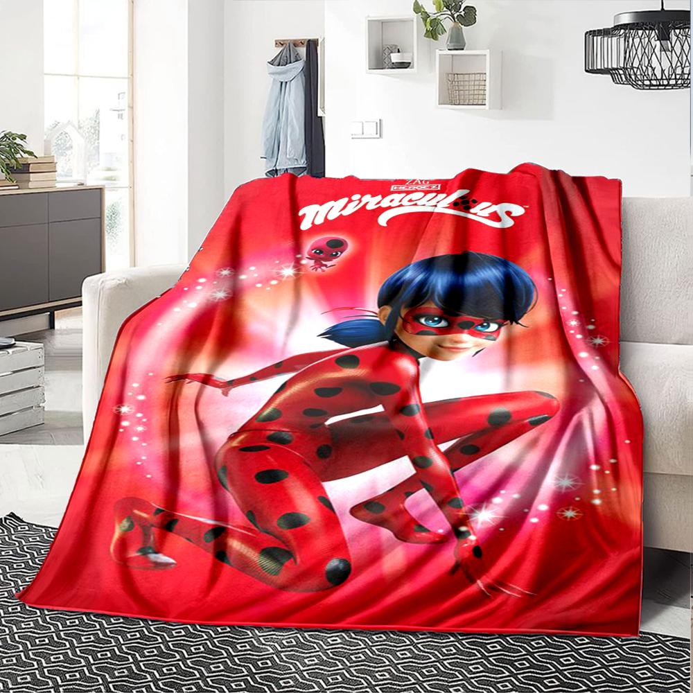 Miraculous Theme Printed Blanket - Perfect for Couch, Bed, Travel & Outdoor Use | Machine Washable, Cozy & Durable.