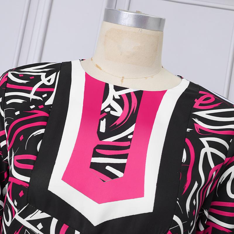 Oversized Women Half Sleeve Colorful Print Casual Loose Maxi Long Dress