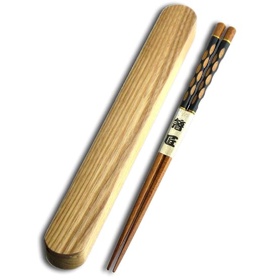 Nagao Chopsticks and Chopstick Case Set, 23cm, Hand-Carved Chopsticks, Red, Wood 23cm - B08CXFNPD9