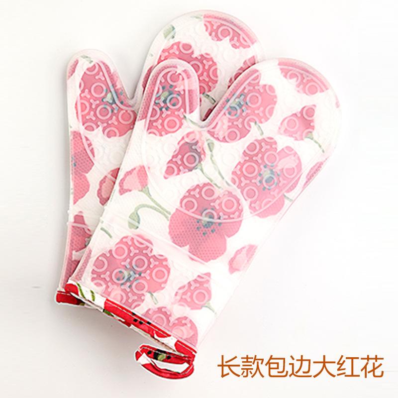 1Pcs Silicone Oven Glove Heatproof Mitten Kitchen Cooking Microwave Oven Mitt Non-slip Glove Thickening High Quality