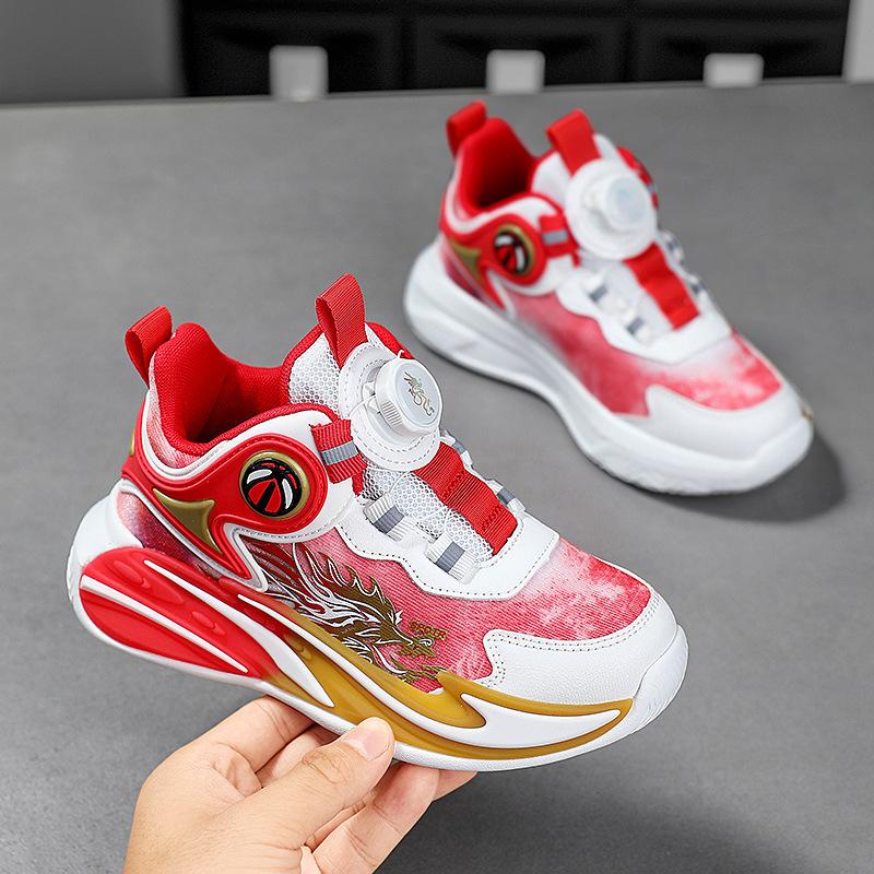 Boys casual shoes running shoes red basketball shoes 2025 children's sports shoes soft sole boys breathable autumn mesh