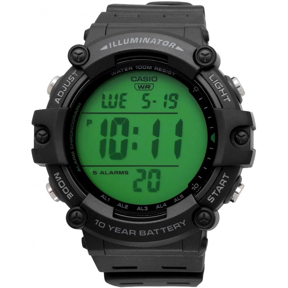 CaSio Standard Digital Watch Ae 1500whc 1av Men S Cheap CaSio Black Green Lcd