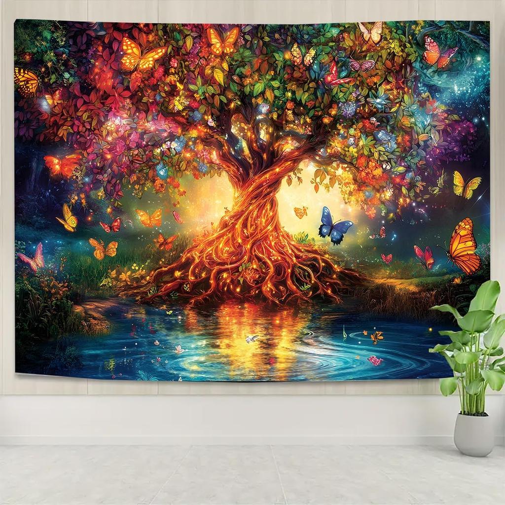 Moon Phase Tree Of Life Tapestry Moon And Sun Boho Spiritual Aesthetic Wall Hanging Backdrop Blanket For Bedroom Living Room