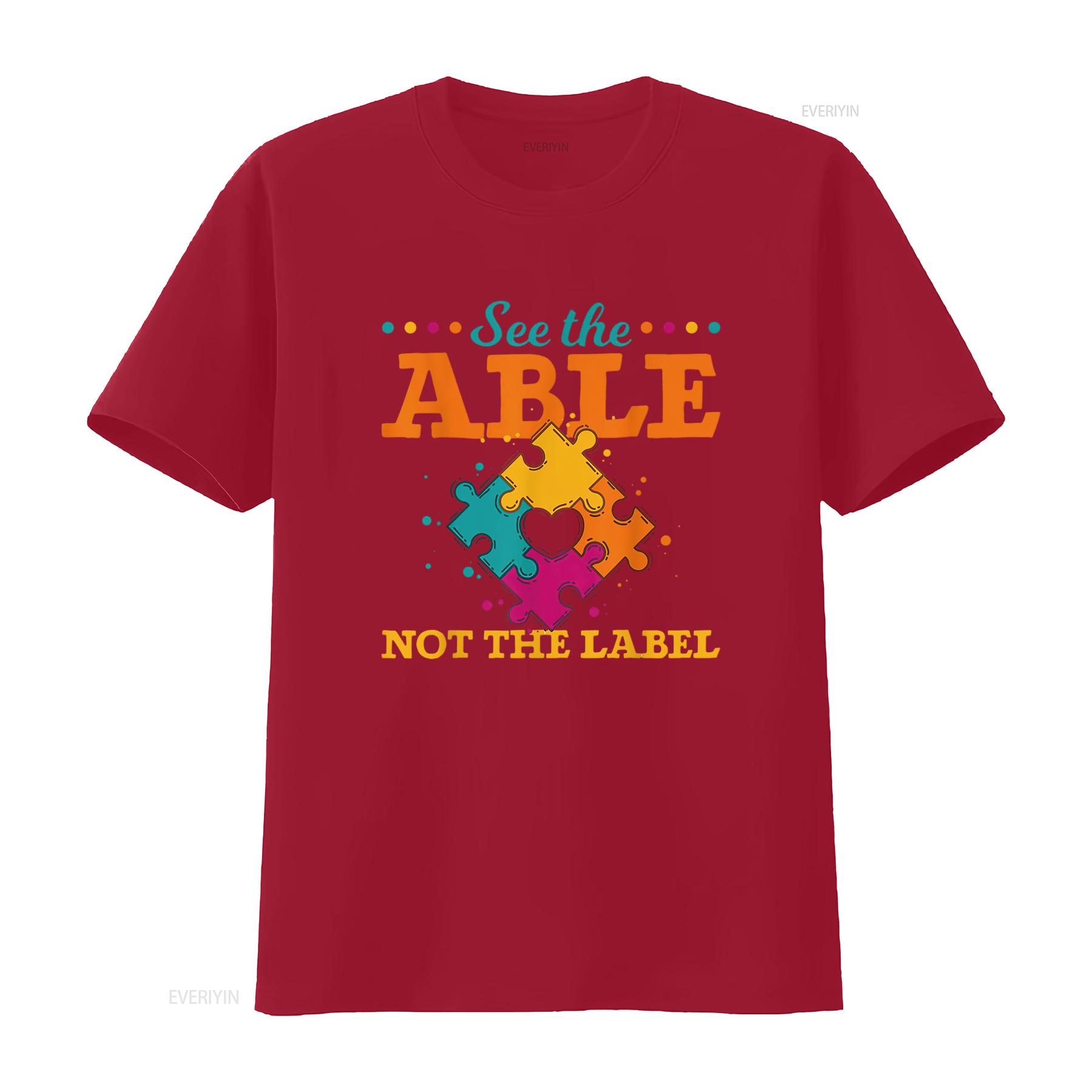 

See The Able Not Label Puzzle Pieces Autism Aw Womens T Shirt featuring Unique Print vintage Washed Comfortable Versatile S