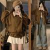 "Melange Removable Lace Collar Women's Retro Long Sleeve Jacket - 2025 Autumn/Winter Collection”