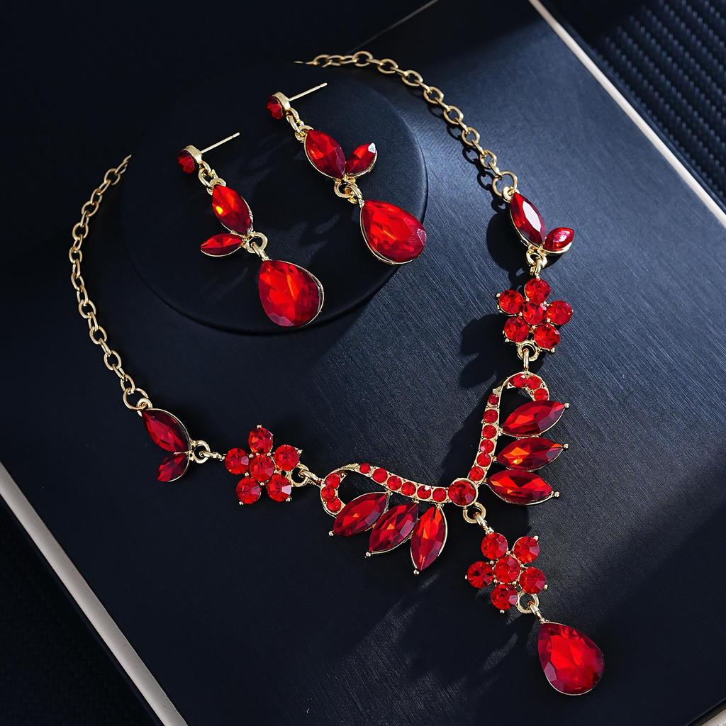 Versatile Sparkling Rhinestone Bridal Jewelry Set - Necklace and Earrings