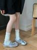 In-Stock 2025 Women's Korean Ballet Flats - Square Toe, Lace-Up, Low-Top Leather Sneakers