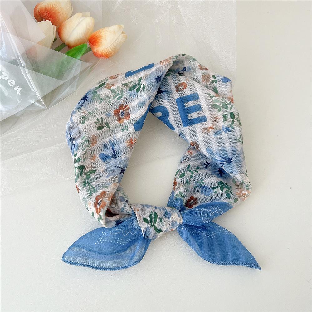 Eșarfă pătrată mică din bumbac și in Eșarfă din mătase Primăvară și toamnă pentru femei Stil nou artistic și versatilă la modă Esarfă cu bentiță cu temperament