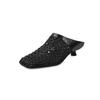 Fashion 2025 New Summer Mueller Slippers Woman Mid Heel Soft Bottom Casual Shoes Breathable Mesh Shoes Woman Fashion Braided Shoes