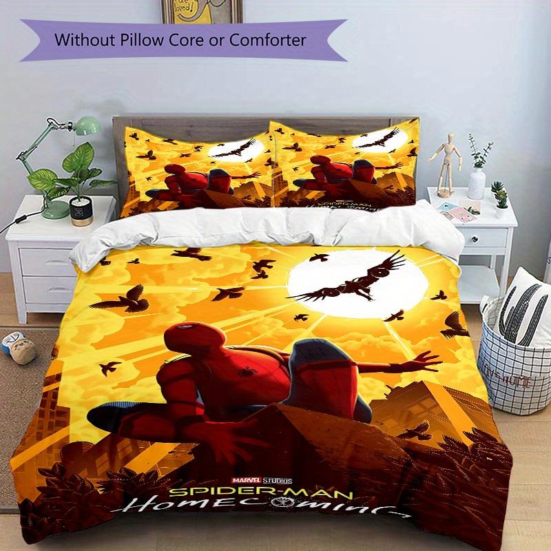 3pcs Spider-Man Homecoming 1 Cover+2 Pillowcases, Pillow Inserts Not Included, Machine Washable, All-Season Use, Teen and Adult Rooms115