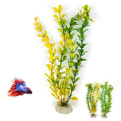 25 ס"מ צמחי אקווריום מלאכותיים מציאותיים | קישוטי מים מפלסטיק לאקווריום | צמחי מים מזויפים עיצוב חי