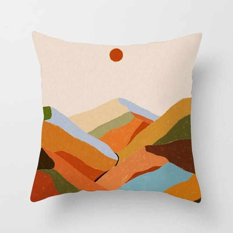 Hot Sale Modern Morandi Color Sofa Cushion Cover Home Nordic Abstract Mountain Moon Sun Geometric Pillow