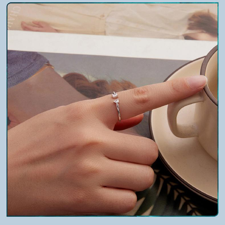 Simple Water Drop Open Ring Can Be Stacked, Exquisite And Compact S925 Sterling Silver Ring.