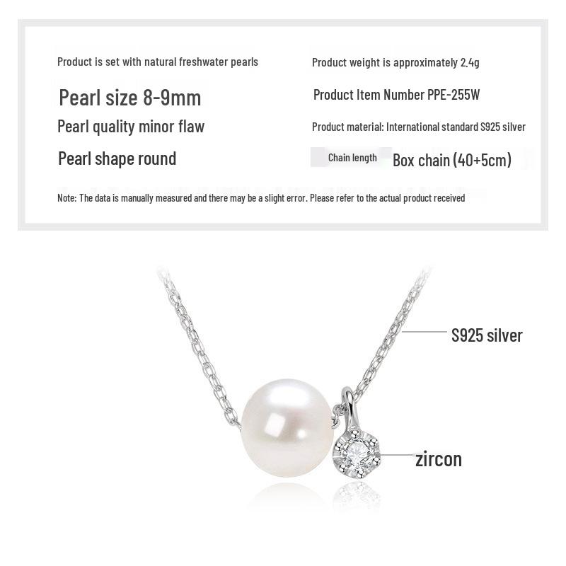 Freshwater Pearl & Diamond-Set Silver Pendant Necklace for Women