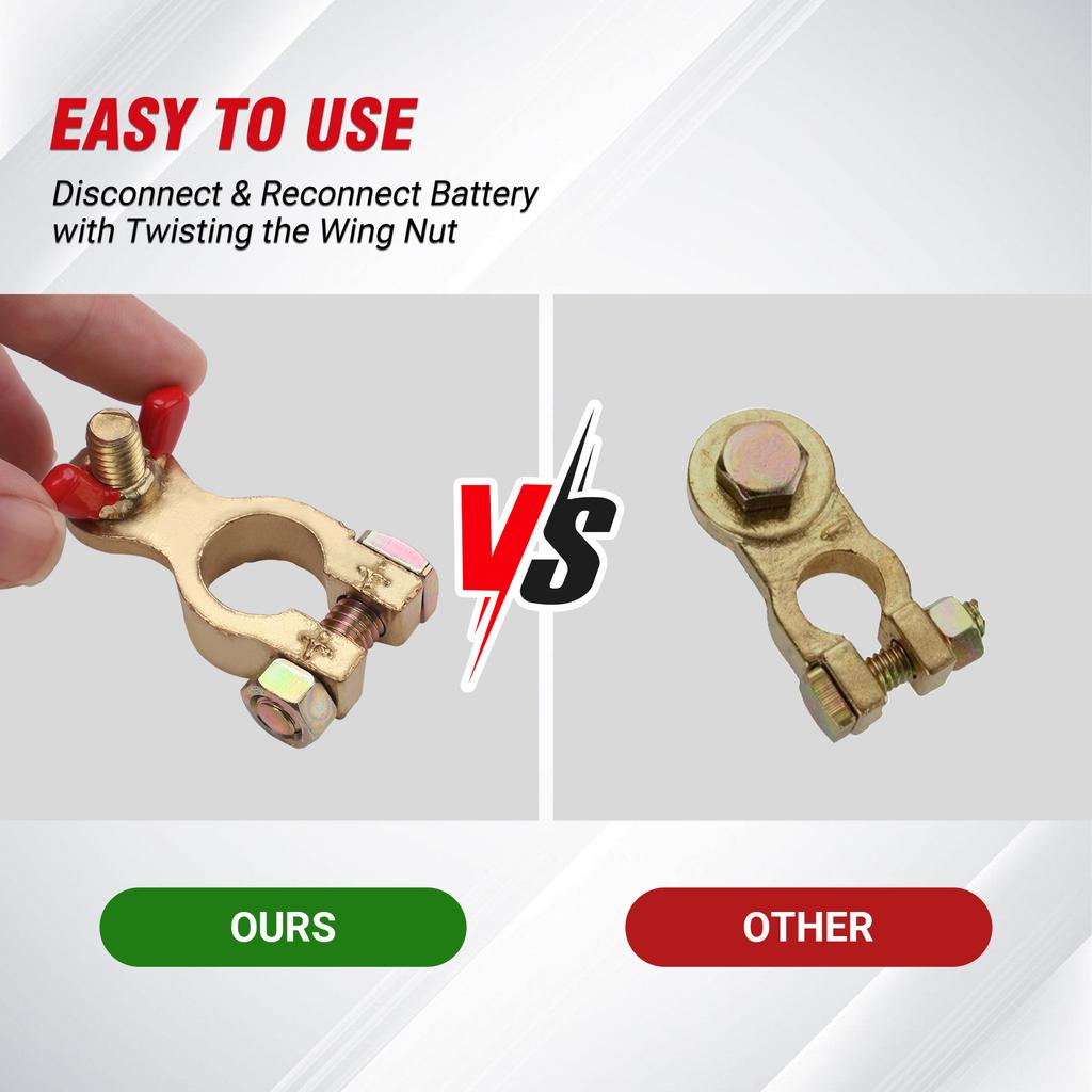 Brass Battery Pole Terminals Suitable for Motorcycles Cars Trucks Boats Caravans 12V or 24V Voltage Easy Installation