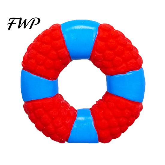 Puppy Teething Toys Lifebuoy Ring Dog Toy, Latex Squeaky Chew Teeth Oral Care Cleaning Toy for Aggressive Chewers, Interactive Pet Training