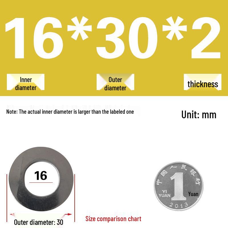 Galvanized Metal Flat Washer - Thin, Thickened, Enlarged Edge, Round, Sizes M3 to M10