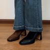 Vintage Splicing Elastic Skinny Boots Women's Versatile Square Head Rear Zipper Martin Boots