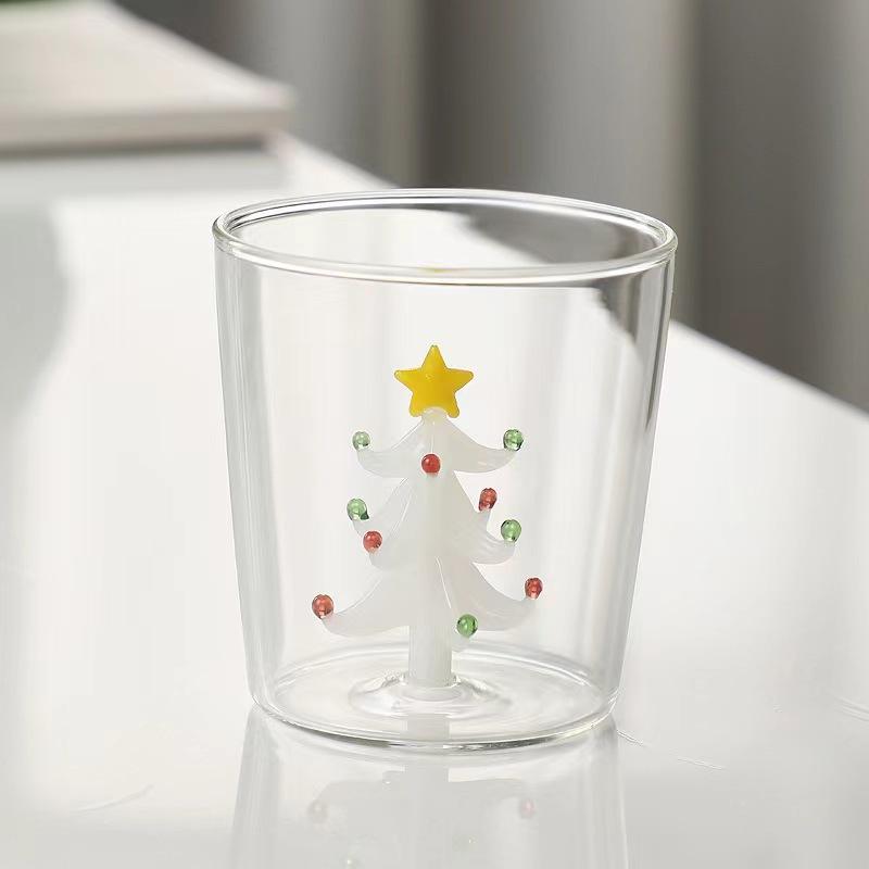 Christmas Tree Glass Wishing 3D Cartoon Animal Shape Cup Borosilicate Glass Single Layer Cup Living Room Guests Juice Cold Drink