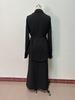 European & American Women's Belted Cardigan Dress Set - Solid Color, Gentle Style, Autumn 2025 Collection