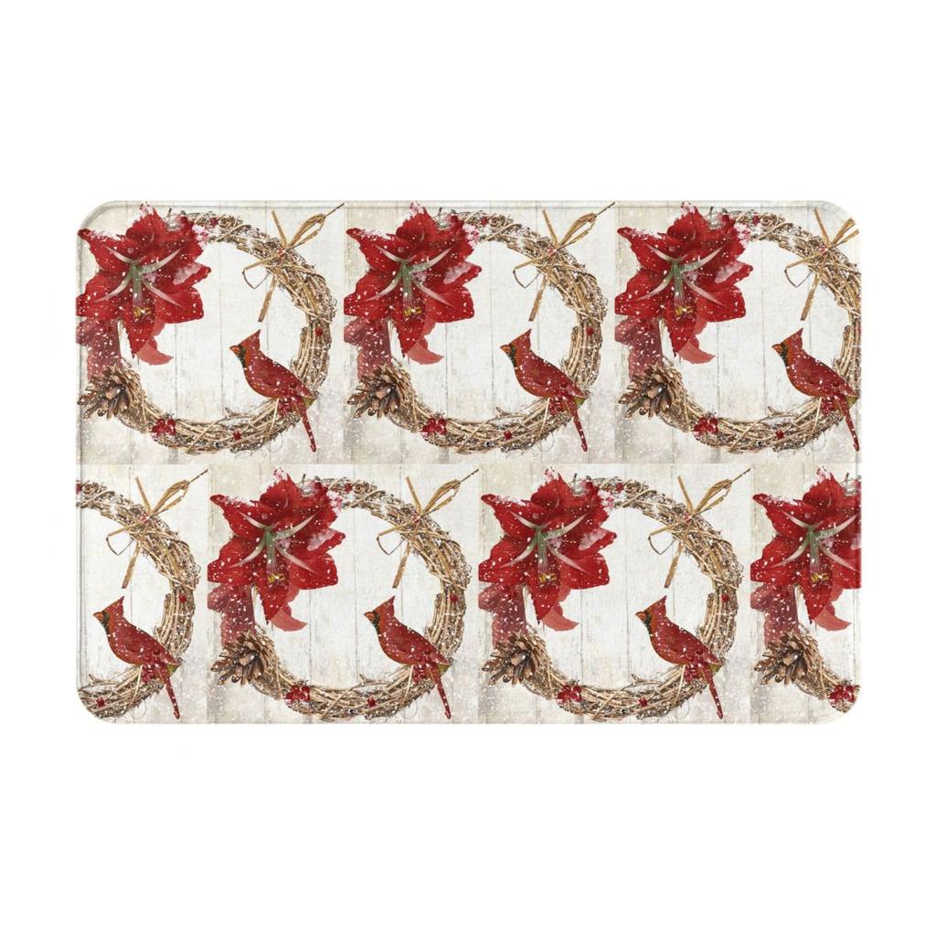 Christmas Cardinal Ride Fantasy Oil Painting Non-slip Doormat Floor Mat Carpet Rug for Kitchen Entrance Home Balcony Footpad Mat