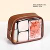 Large Capacity Storage Toiletry Bag PU PVC Clear Window Make Up Bag Waterproof Multifunctional Cosmetic Bag Travel
