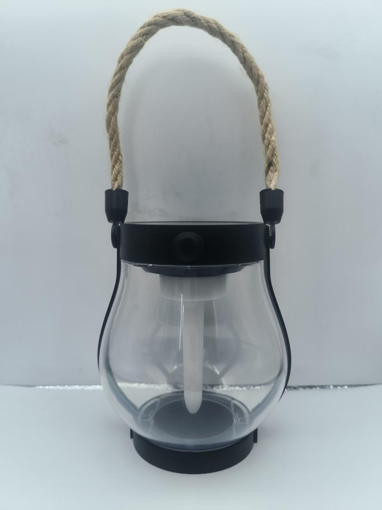 

Solar-Powered Outdoor Dancing Flame Lantern with Hemp Rope прозорий