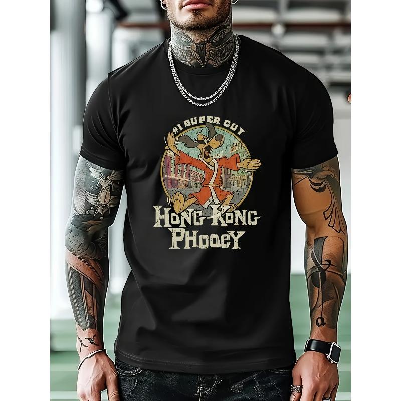 

European sizes Men s Casual Graphic T-Shirt -Retro Print & Geometric Design, Short Sleeve Round Neck Tee for Summer Outdoor Gym Training, Regular Fit 4XL чорний