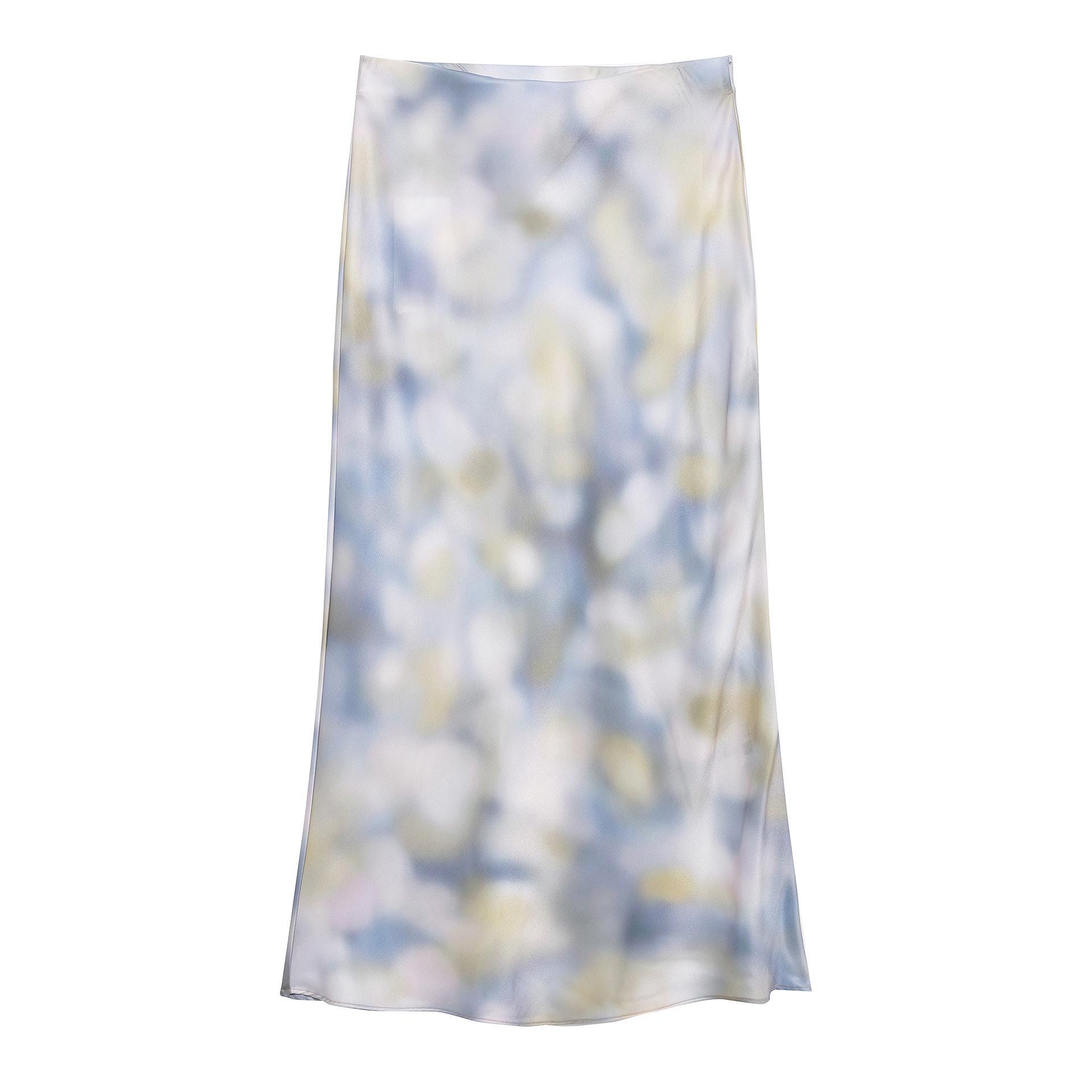 

TAOP&ZA Женский комплект рубашки с длинным рукавом и юбки миди из шелкового атласа с принтом тай-дай - Весенне-летняя мода Small