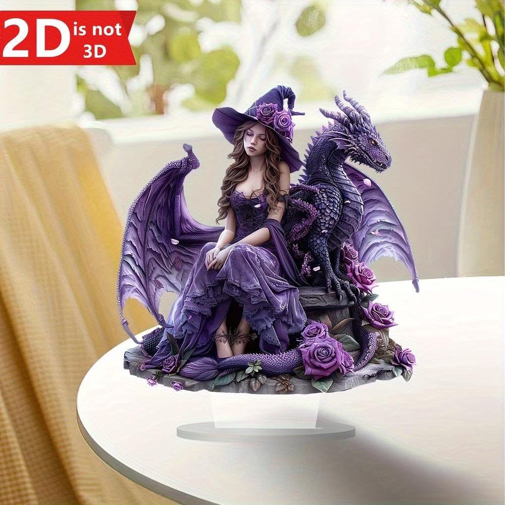 

2D Bohemian witch & dragon desktop decor for home, office, or café. чистый