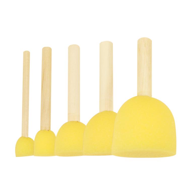 Wooden Handle Sponge Paintbrush Set for Kids - Finger Stamps & Multiple Specifications