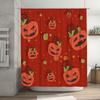 Spooky Halloween Pumpkin Shower Curtain Set for Bathrooms Decorative Fall Bathroom Liner with Red and Green Leaves Pattern