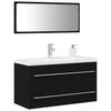 3 Piece Washbasin Cabinet with Drawers Black Oak Effect