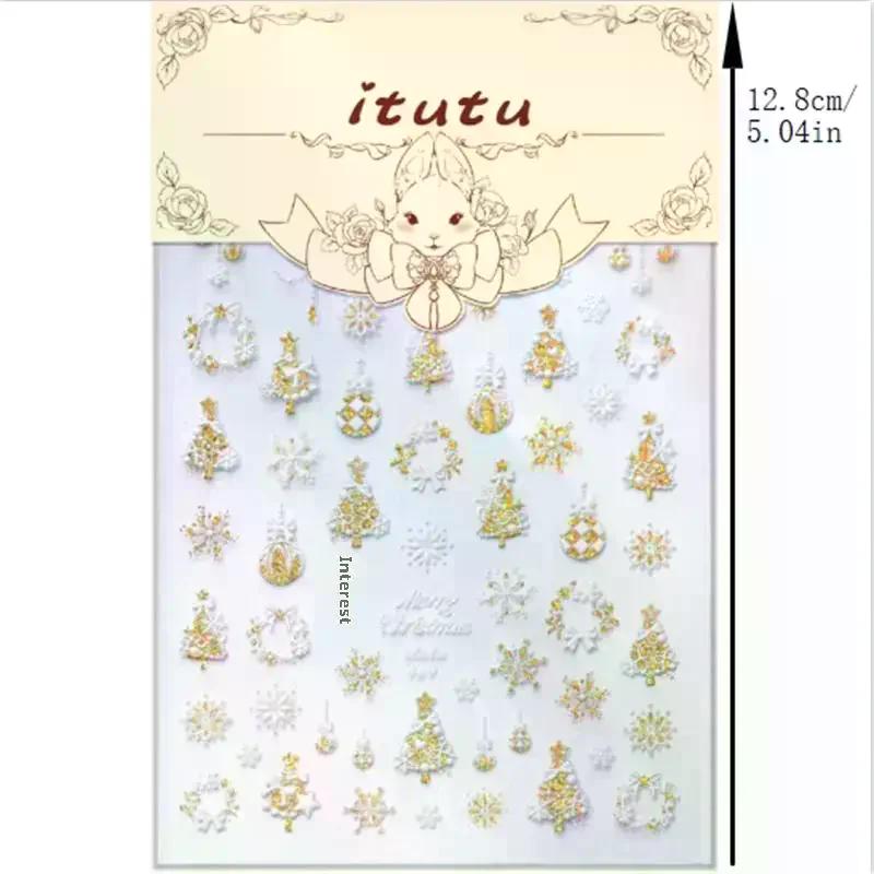 Cute Christmas Style Bow Colorful Snowflake Christmas Tree Nail Art Stickers Girly Nail Art Print Stickers Women Nail Decor Gift