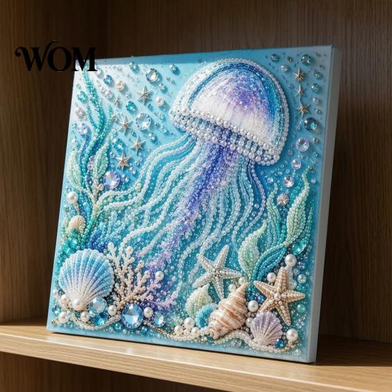 Ontspannend Weekend Creatief Project Oceaan Nep Parels Schilderset, Zeeleven 3D Kunst DIY Handgemaakte Muurbenodigdheden Zeeschildpad Vis Afbeelding Knutsel