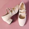 Women's Shoes 2025 Fashion Buckle Women Pumps Autumn Mary Jane Square Toe Shallow Solid Dress Party Chunky Heels Shoes Zapato