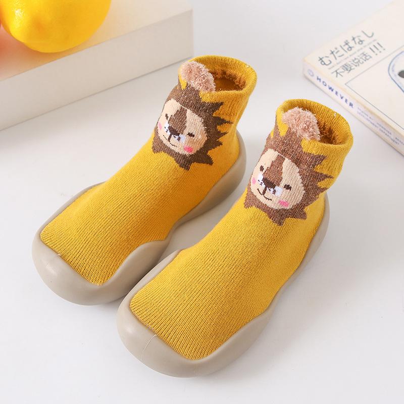 XIANGHUI Children's Shoes Socks Spring Cartoon All Cotton Baby Non-slip Floor Socks Soft Rubber Sole Baby Walking Shoes Socks