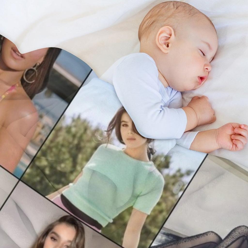 Hailee Steinfeld Photo Collage Throw Blanket Flannel sofa bed Fashion Sofas For Decorative Sofa Blankets