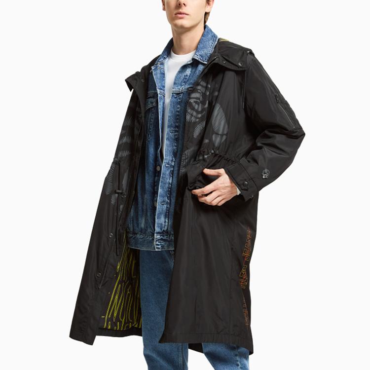 Calvin Klein Jacke mit Tigerkopf-Print, mittellang, mit Kapuze, Unisex-Jacke, Schwarz J400118-BEH