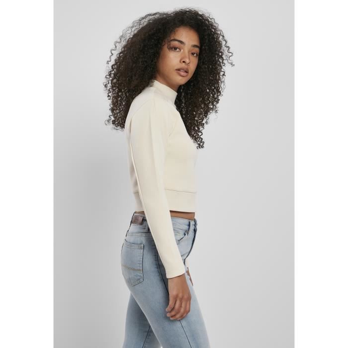 Pulover Damă - Urban Classics - Interlock Short Crew - Alb Murdar - Guler Rotund - Adult