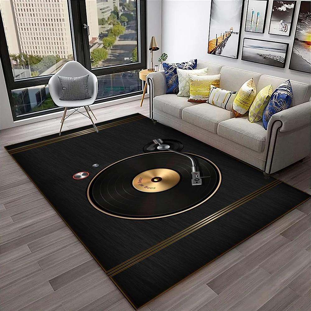 3D Retro Vinyl Record Music Art Carpet Rug for Home Living Room Bedroom Sofa Doormat Decor,Kid Play Area Rug Non-slip Floor Mat
