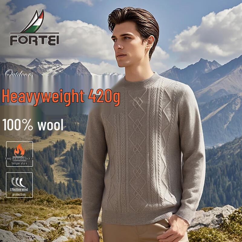 

Men s Heavyweight 100% Wool Round Neck Sweater XL