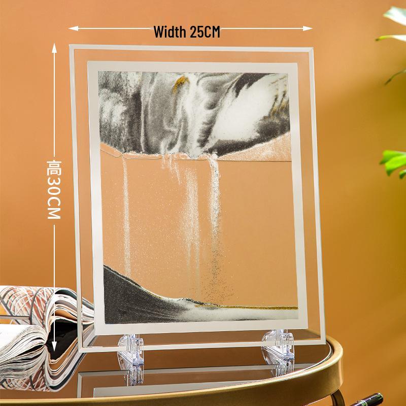 Ornament 3D Ruchomy Piasek Lustrzane Krawędzie Kwadratowy Obraz do Salonu - Szklana Dekoracja Rękodzieła Zestaw na Prezent