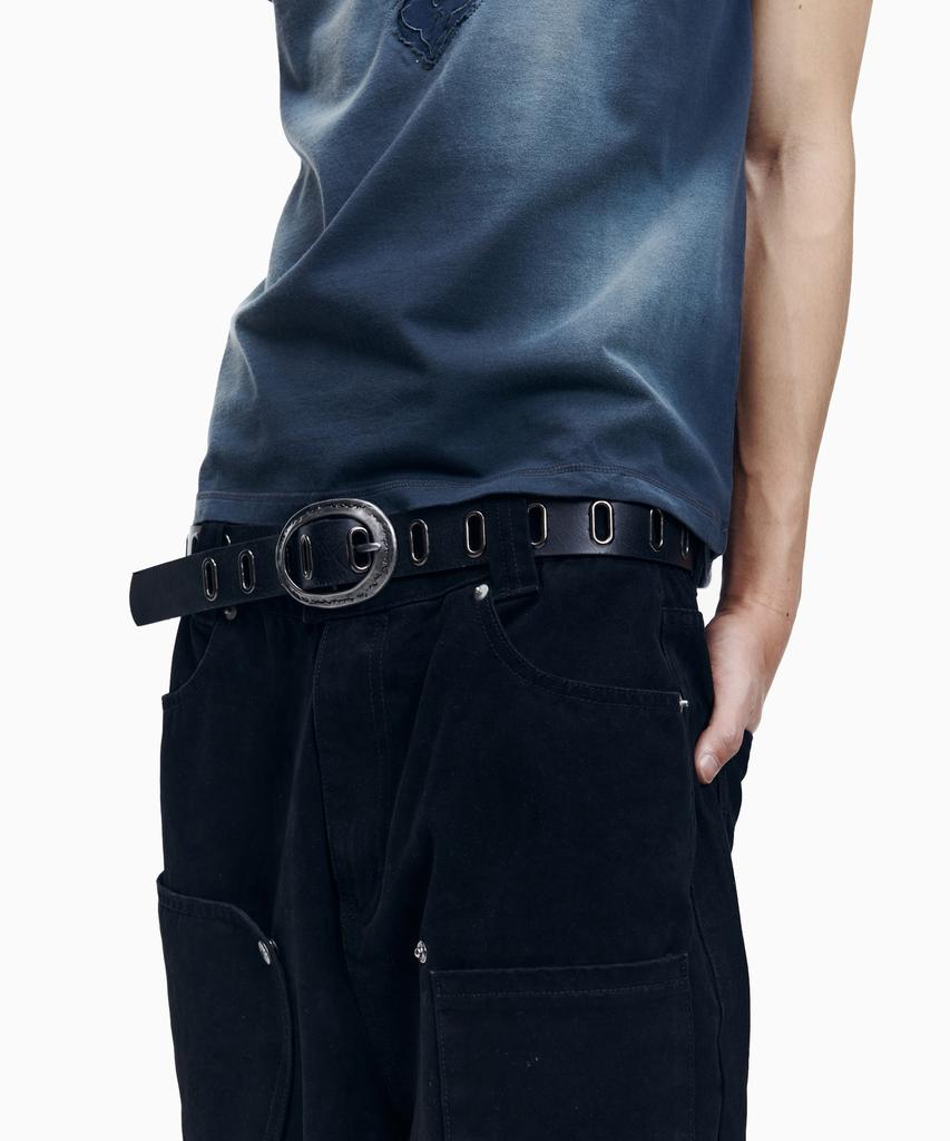 AAKAM All Over Eyelet Belt (Black)