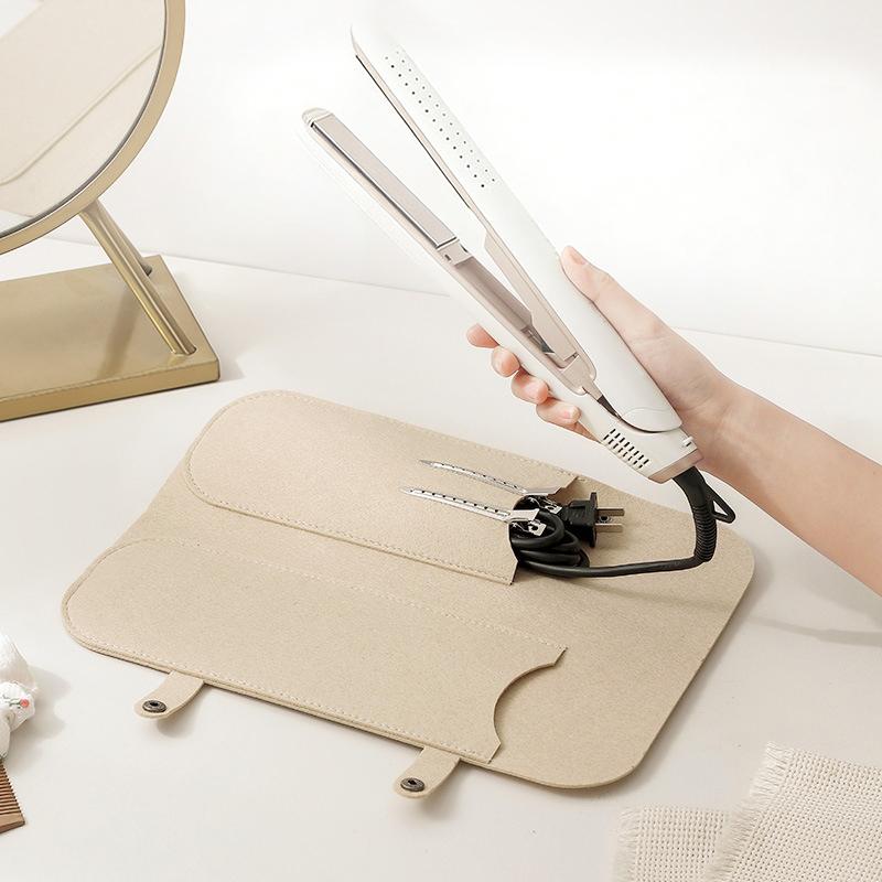 Heat Resistant Felt Travel Storage Pouch for Curling Iron Hair Straightener Flat Iron Organizer Insulation Protective Case
