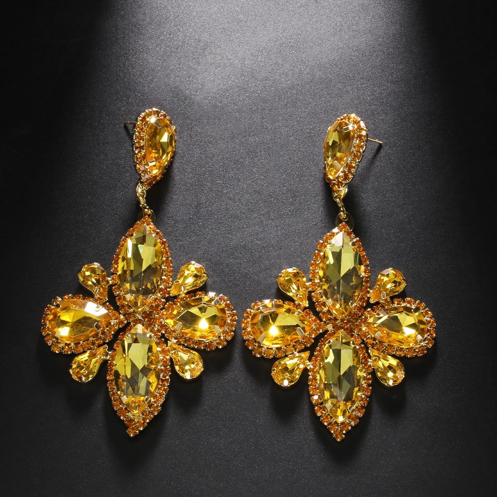 Stonefans Rhinestone Water Drop Earrings Handmade for Women Drag Queen Large Crystal Exaggerate Dangle Earrings Accessories