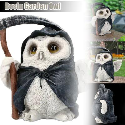 גן ינשוף פסל ציפור קישוט שרף מלאכת יד קישוט גן פסל