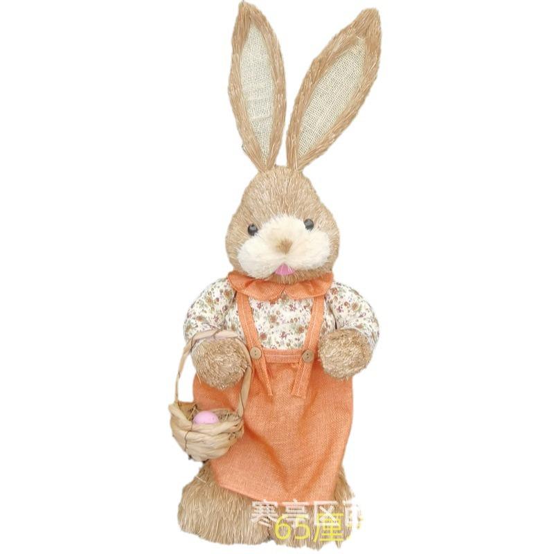 Pastoral Large Peter Rabbit Straw Woven Craft Ornament - Cute Christmas & Halloween Gift