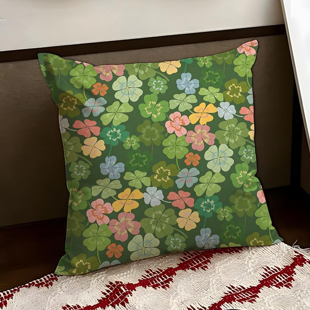 Green Lucky Clover Cushion Cover Reversible Soft Durable Pillow Cover Home  Car MultiScene Use for Daily Comfort